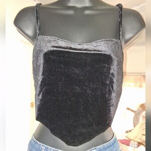 Blue Blush Black Velvet Camisole Top